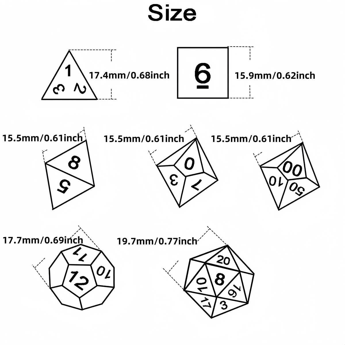 DND Dice Set 7pcs Mixing Color - Board Game Arena のレビューと価格
