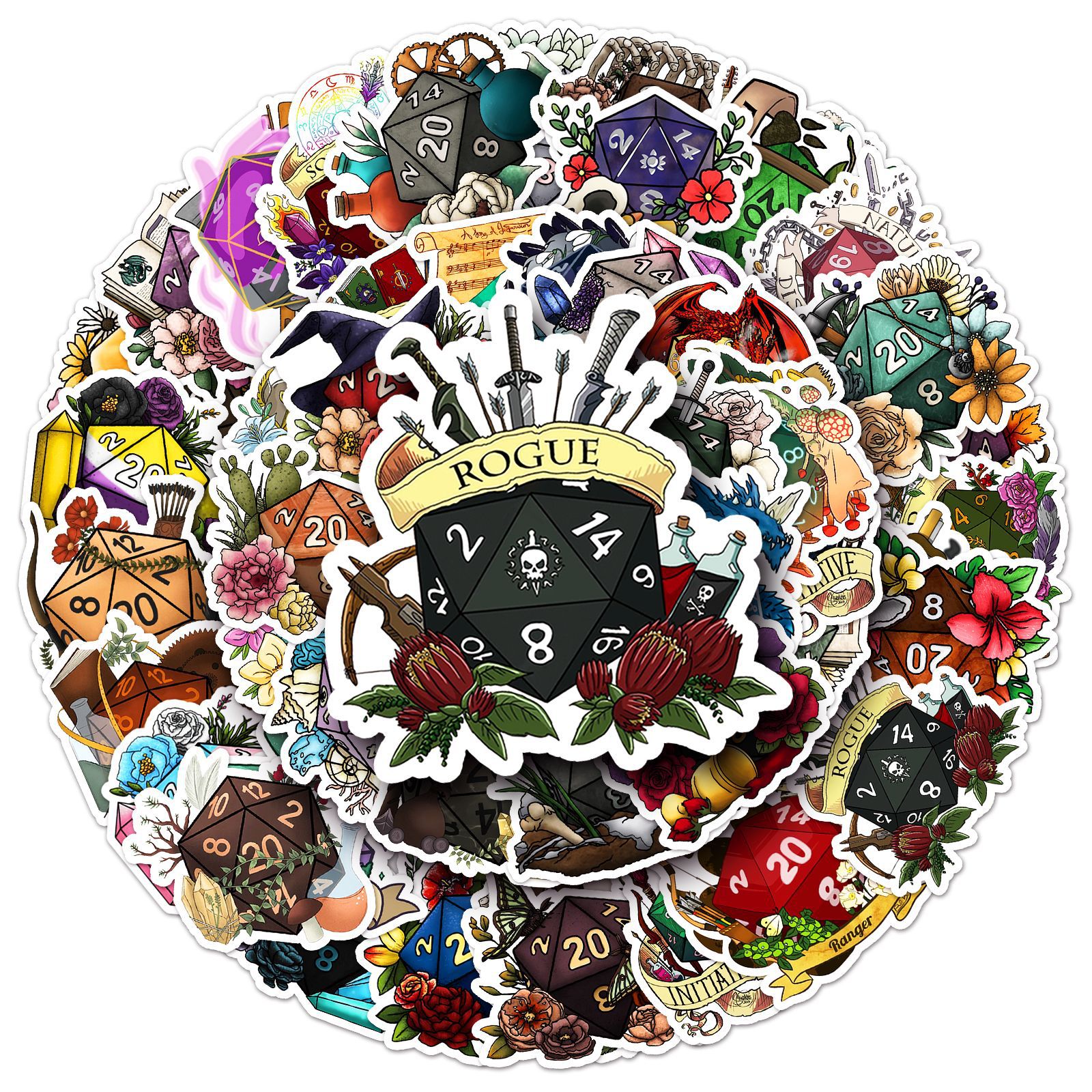 50PCS Polyhedral Dice Stickers - Board Game Quote のレビューと価格