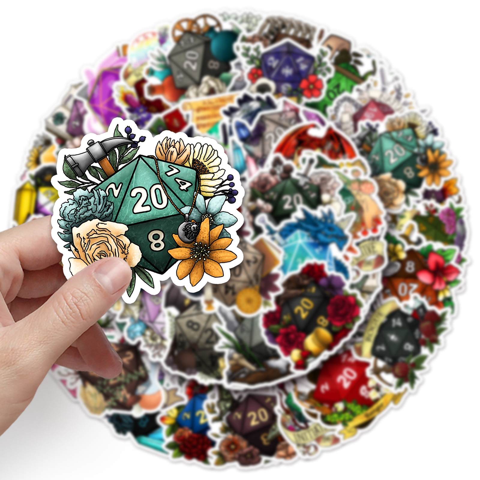 50PCS Polyhedral Dice Stickers - Board Game Quote のレビューと価格